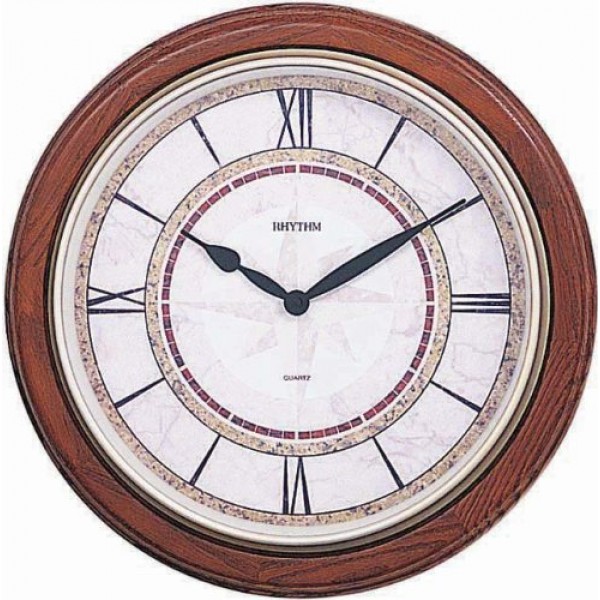 Rhythm brwon round brown wooden wall clocks